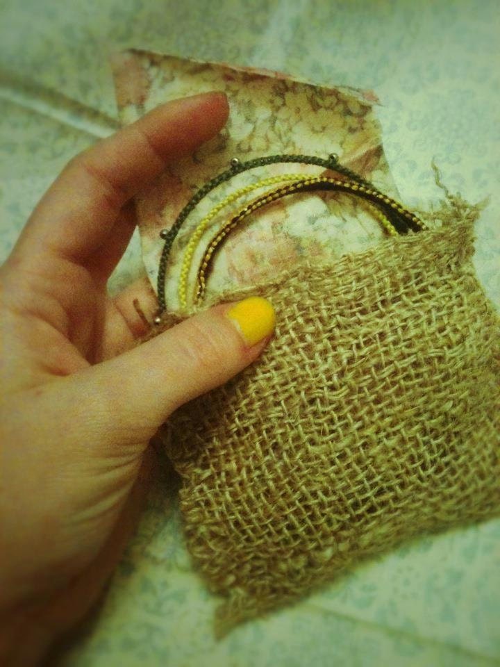 Recycled Burlap and Cloth Pouch