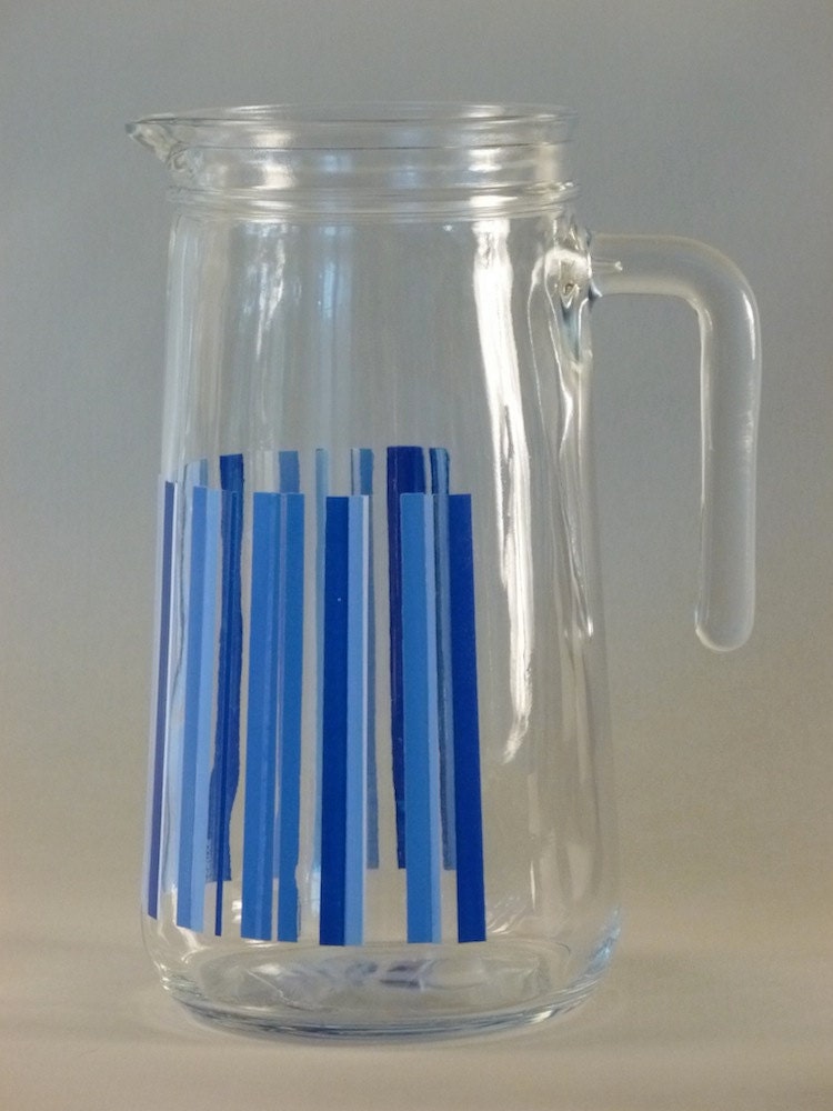 Mod glass blue barcode pitcher from Italy