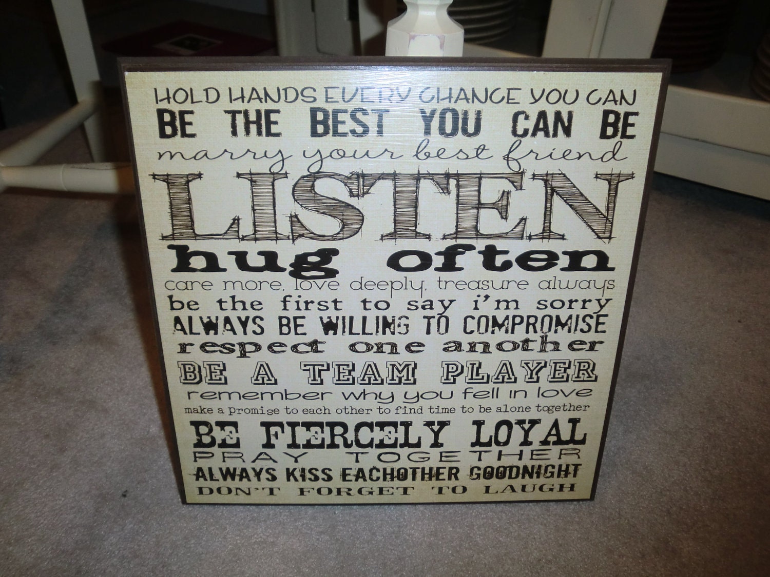 Marriage Quote Wall Plaque - Rules of Marriage Sign - Be fiercely loyal, marry your best friend, ect...