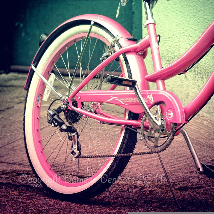 Bicycle Photography Pink Vintage-- Fine Art Lomography 10x10