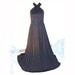 REDUCED Vtg full sweep long black 70's keyhole prom dress 10