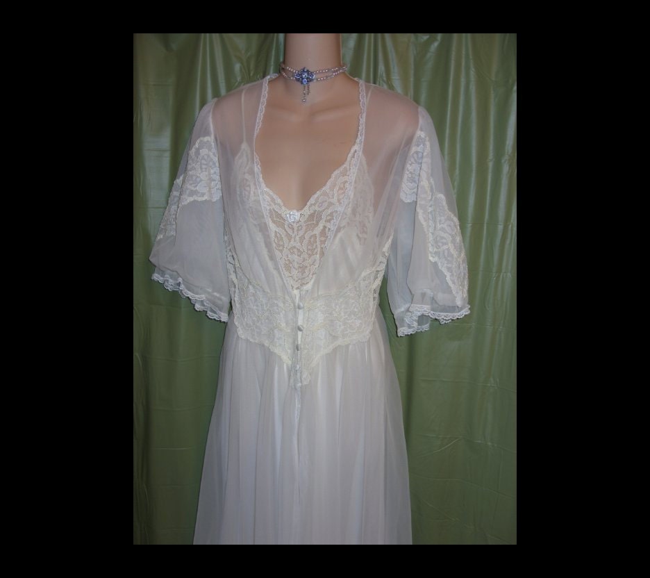 Vtg Gown Peignoir White wedding trousseau Set