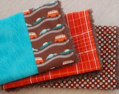 Boy Burp Cloths - Wheels by Riley Blake - Set of 3 - Fleece Backed