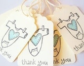 Baby Shower Favors , Party Favor Tags, Thank You Blue Onesies Tags , Boy or Girl, Shabby