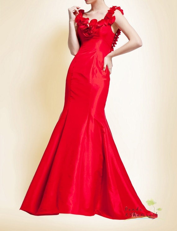 Natalie/wedding gown/women clothing/bridal dress/prom dress/long/v neck/flowers/custom made/ALL SIZE