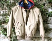 SALE 80s Jordache Bomber Jacket with Attached Red Hoodie Mens Medium