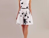 Heavy stretch-cotton black-white print dress
