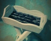 Miniature Shabby Chic Wooden Serving Tray and Foldable Stand, Antique White