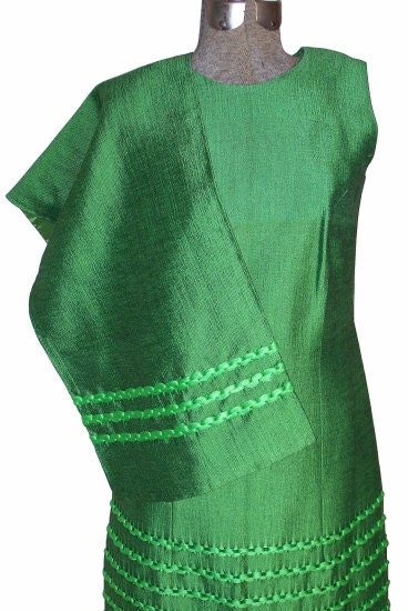 1960s Green Shift Dress With Matching Wrap