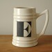 Letter E Beer Stein Mug, Vintage Typography Initial