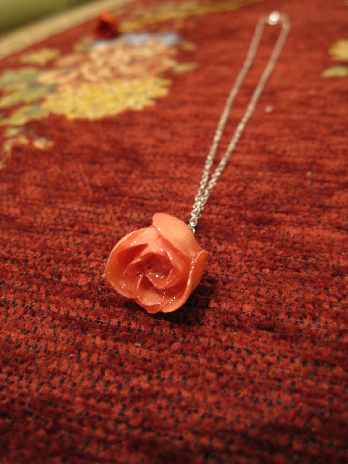 Pink Rosebud Droplet Necklace