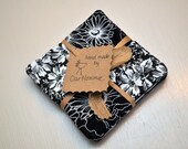 Black and White Print Hand Sewn Coasters - Set of Four