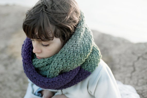 Chunky Extra Long Infinity Scarf - Hand Knitted Unisex Cowl