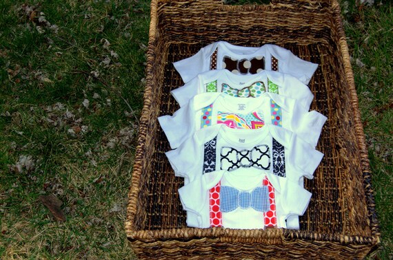 Swanky Baby Boy Onesie Bow Tie and Suspenders "The Swanky Patriot"
