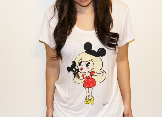 Hello Cavities Minnie Mickey Inspired Tee size L