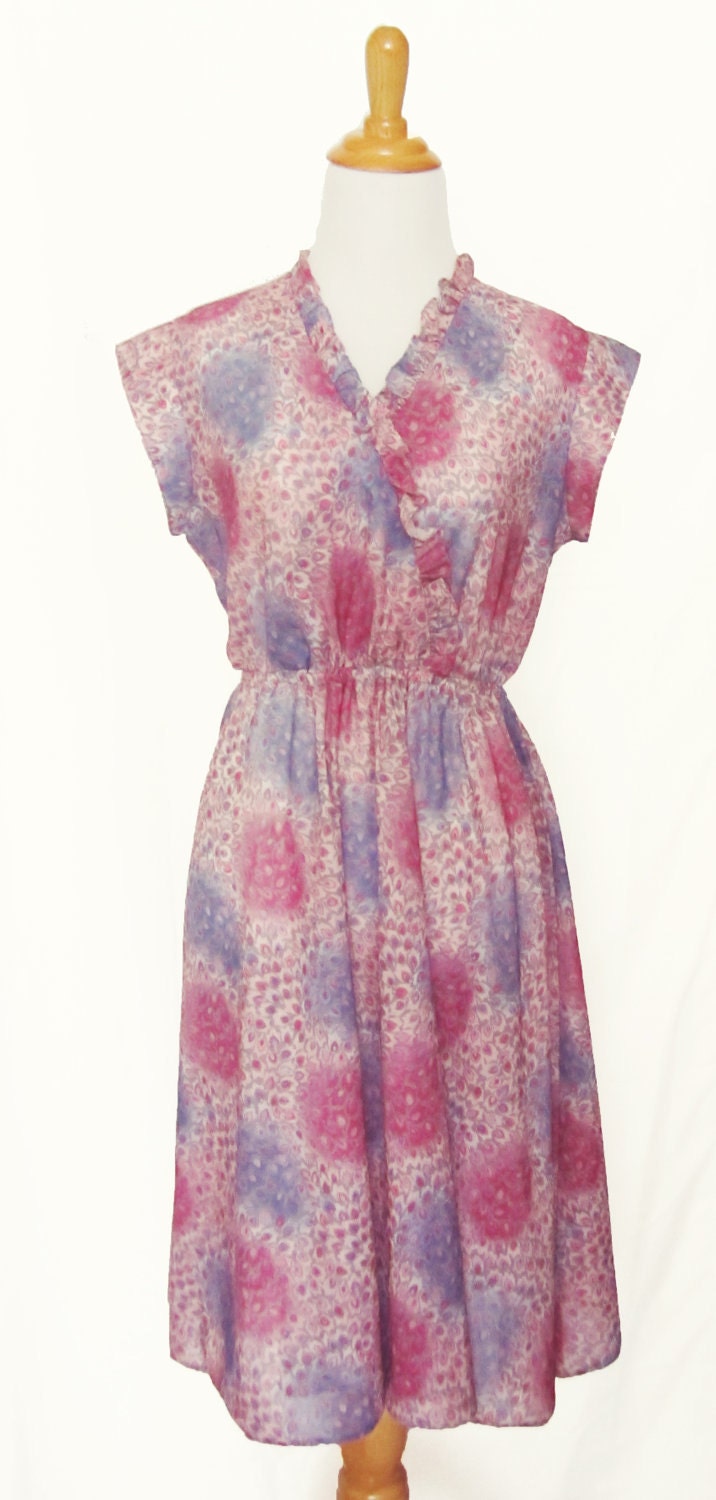 Purple & Pink A-Line Pattern Dress - Size M