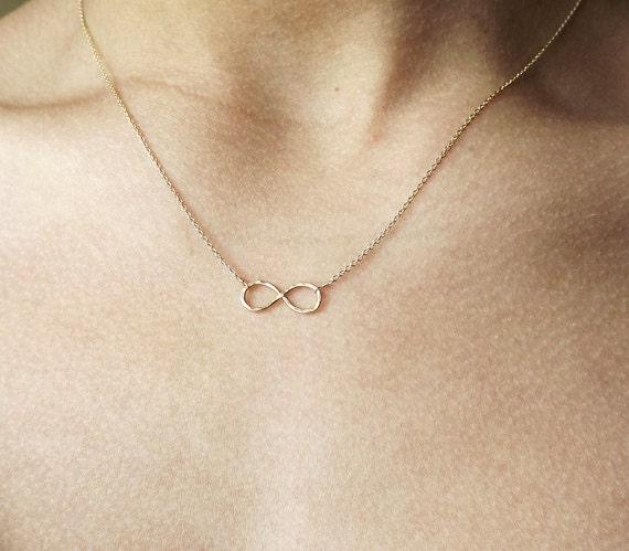 Hammered Gold Filled Infinity Necklace - Gold Necklace - Everyday Necklace - Bridesmaid Necklace