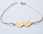 Dainty Gold Filled Double Heart Bracelet - Personalized Sweetheart Bracelet - Personalized ID Bracelet - Bridal Shower Gift - Wedding