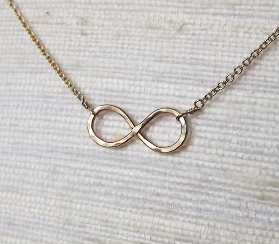 Hammered Gold Filled Infinity Necklace - Gold Necklace - Everyday Necklace - Bridesmaid Necklace
