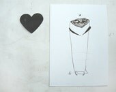 Owl Love Print A5 Sepia