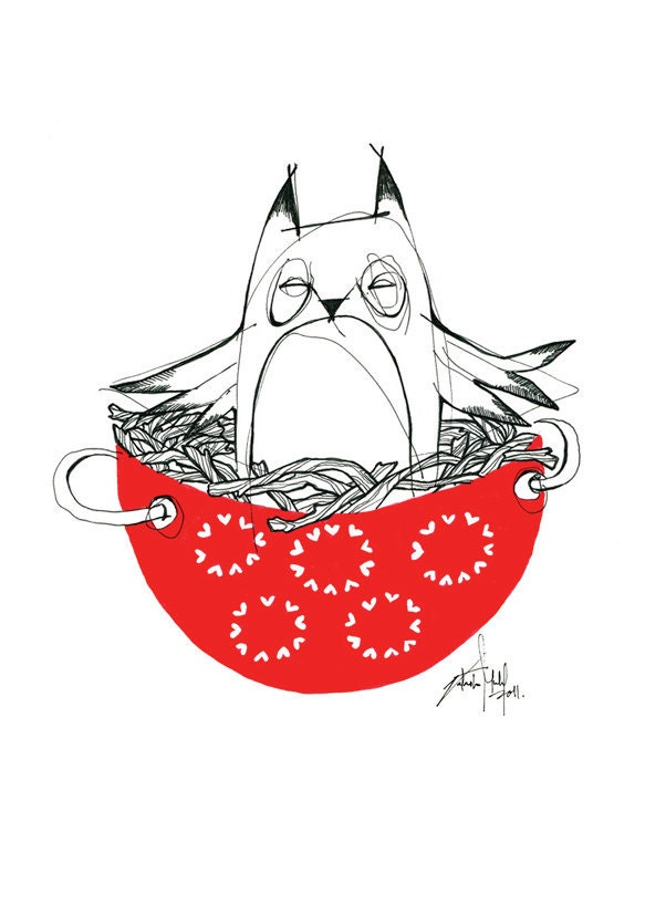 Owl Nest Colander A5 Print