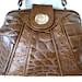 Sale - Super Cute AMERICAN CLASSICS Moc Crocodile and Ostrich Leather Brown Bucket Bag