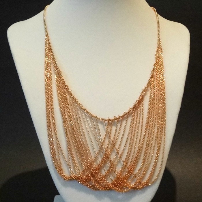 Gold Chain Necklace- Signed Sarah Coventry Dangle Vintage 1960's-1970's