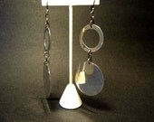 Vintage Sterling Silver Earrings With Dangle Circles, Stamped 925- Chunky  1960's-1970's