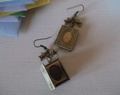 Brass Book Locket Earrings