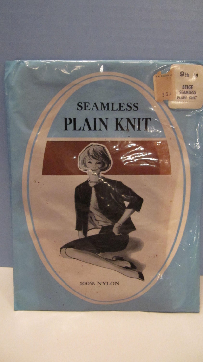 One pair of Seamless Plain Knit 100 Percent Nylon Stockings  in Original Packaging from 1967