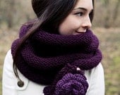 Knitted Infinity Scarf Plum Cowl