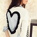 Heart Cut out Sweater  Upcycled Heart Sweater in Black/white  Back Cut Out Cardigan Sweater