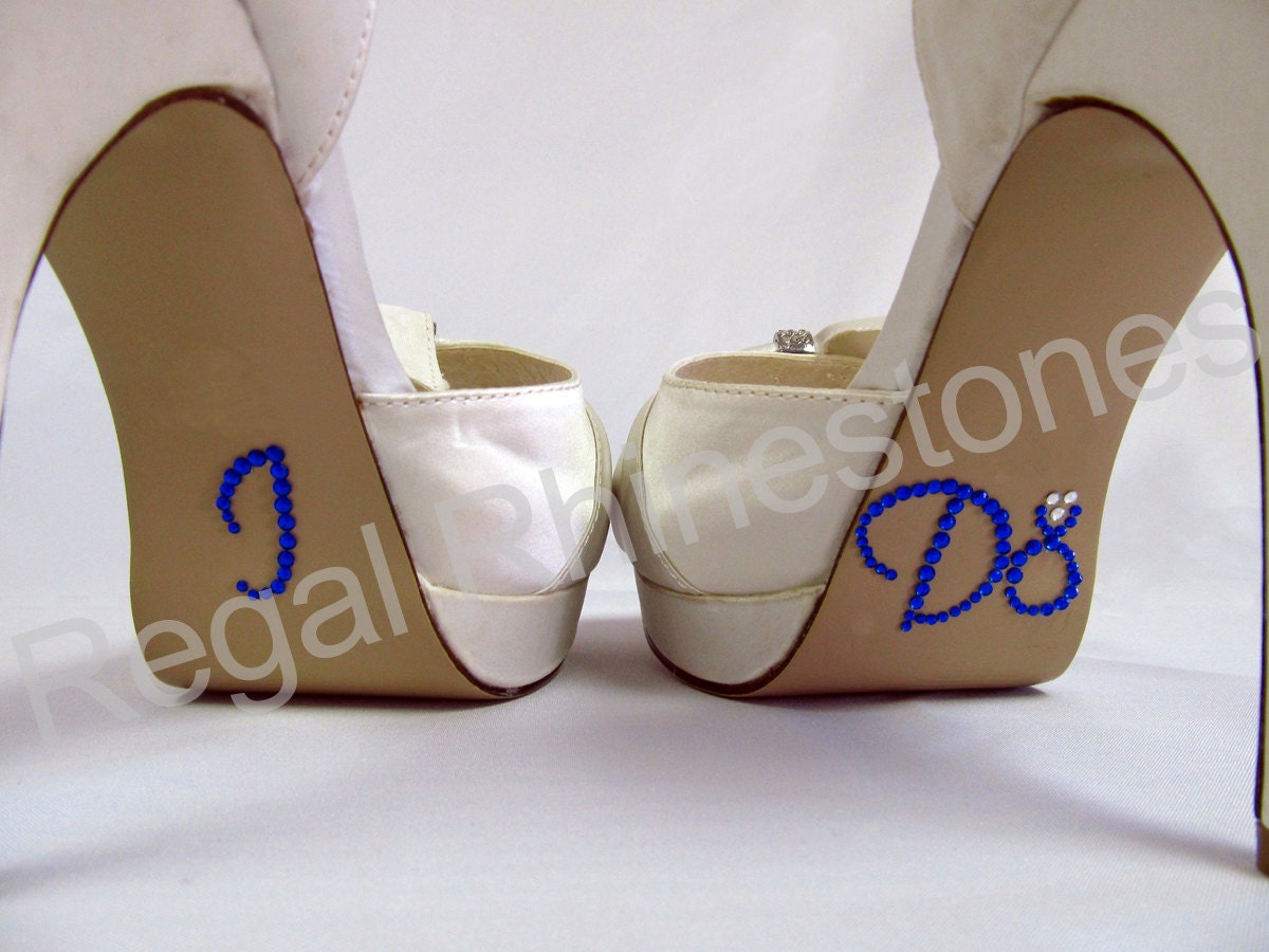 I Do Shoe Stickers - COBALT Blue ENGAGEMENT RING Rhinestone I Do Wedding Shoe Applique Decals for your Bridal Shoes