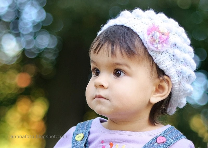 Girl's Knit Popkorn Hat, Beret - Baby, Toddlers, Childs