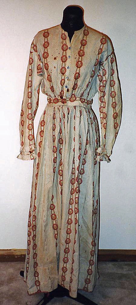 1850-60s Cream Cotton Work Dress