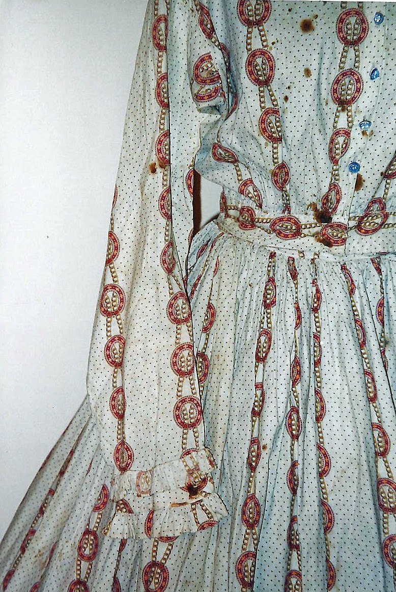 1850-60s Cream Cotton Work Dress