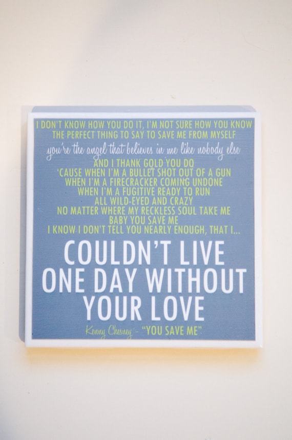 Kenny Chesney "You Save Me" Lyric Art Coaster