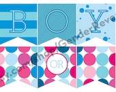 Boy or Girl (Pink and Blue Stripes) Gender Reveal Party Printable Digital Decor Package