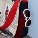 British postcards prints, large ,usefull messenger bag/london messenger bag/dark blue red beige messenger bag/ready to ship