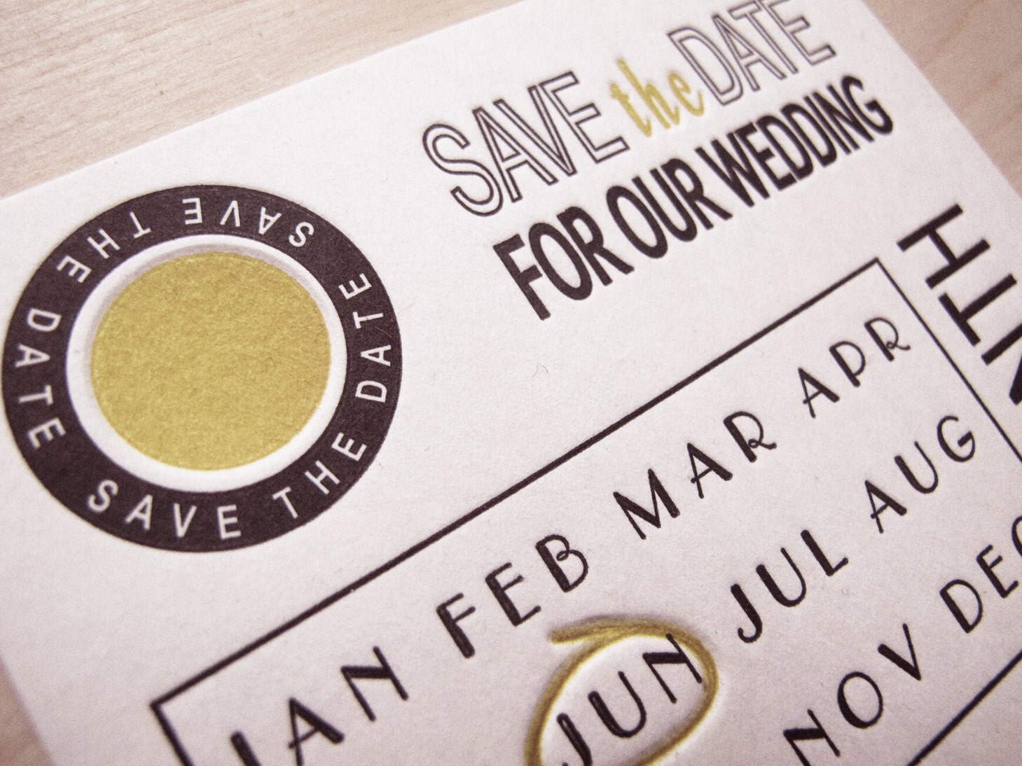 Letterpress fill in generic SAVE THE DATE card
