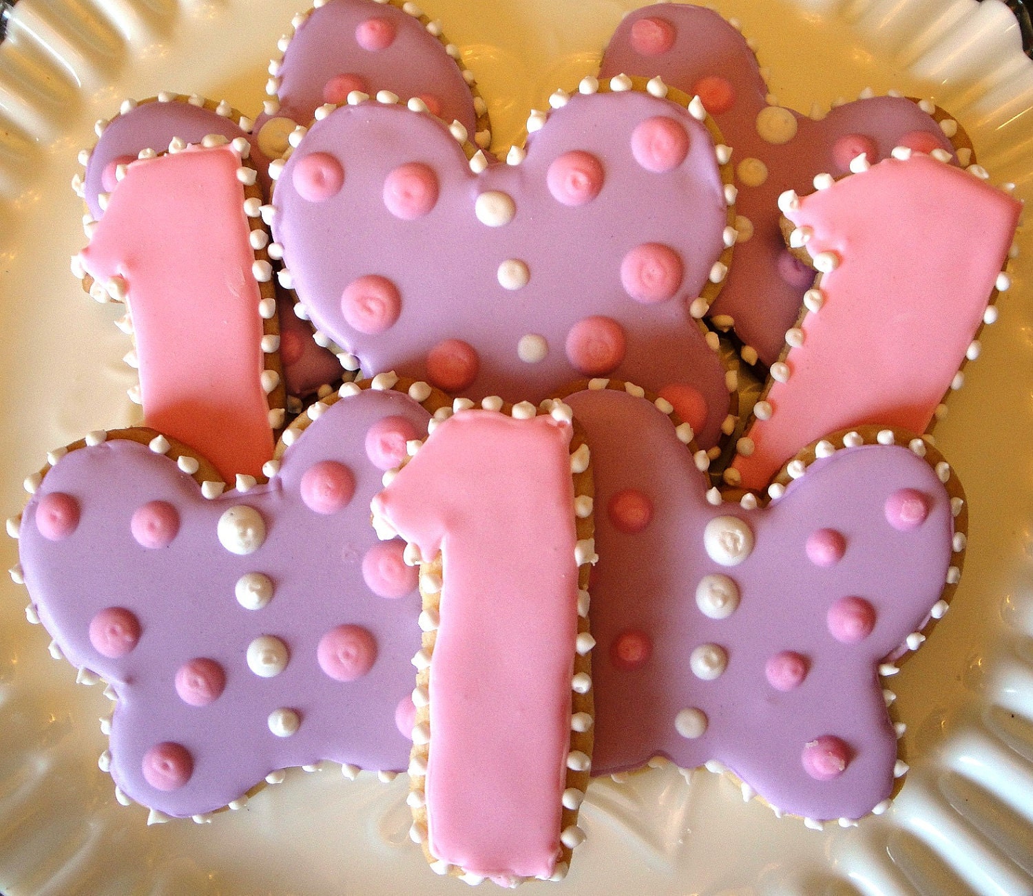 Butterfly and Number Birthday Cookies Birthday Party Cookie Favors One Dozen