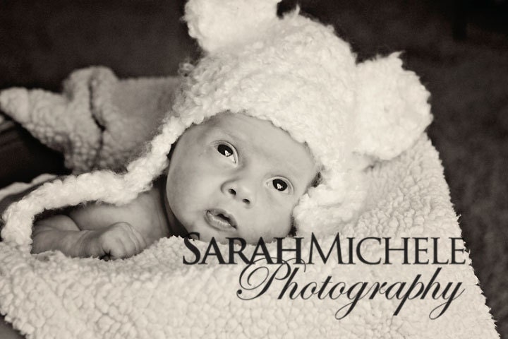 Photo Prop, Newborn Boy Hat, Girl Hat, Infant Bear Hat with Ear Flaps In White,