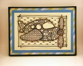 Airplane -- Zentangle Inspired Original Artwork in 5x7 Frame