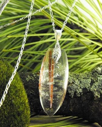 Necklace Copper Rutile Quartz Sterling Silver Whirlwind Crystal Artisan Jewelry