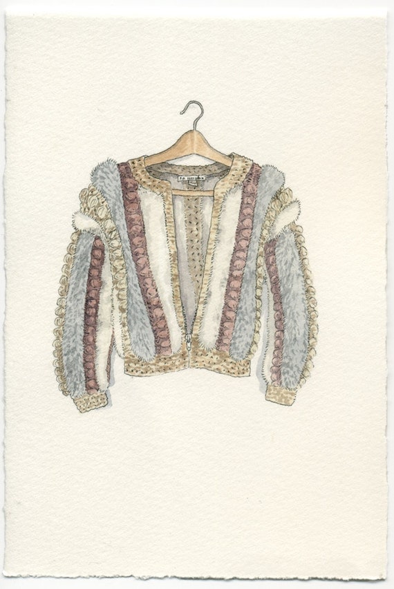 ORIGINAL Watercolor Illustration - Fake Fur Club Kid Sweater