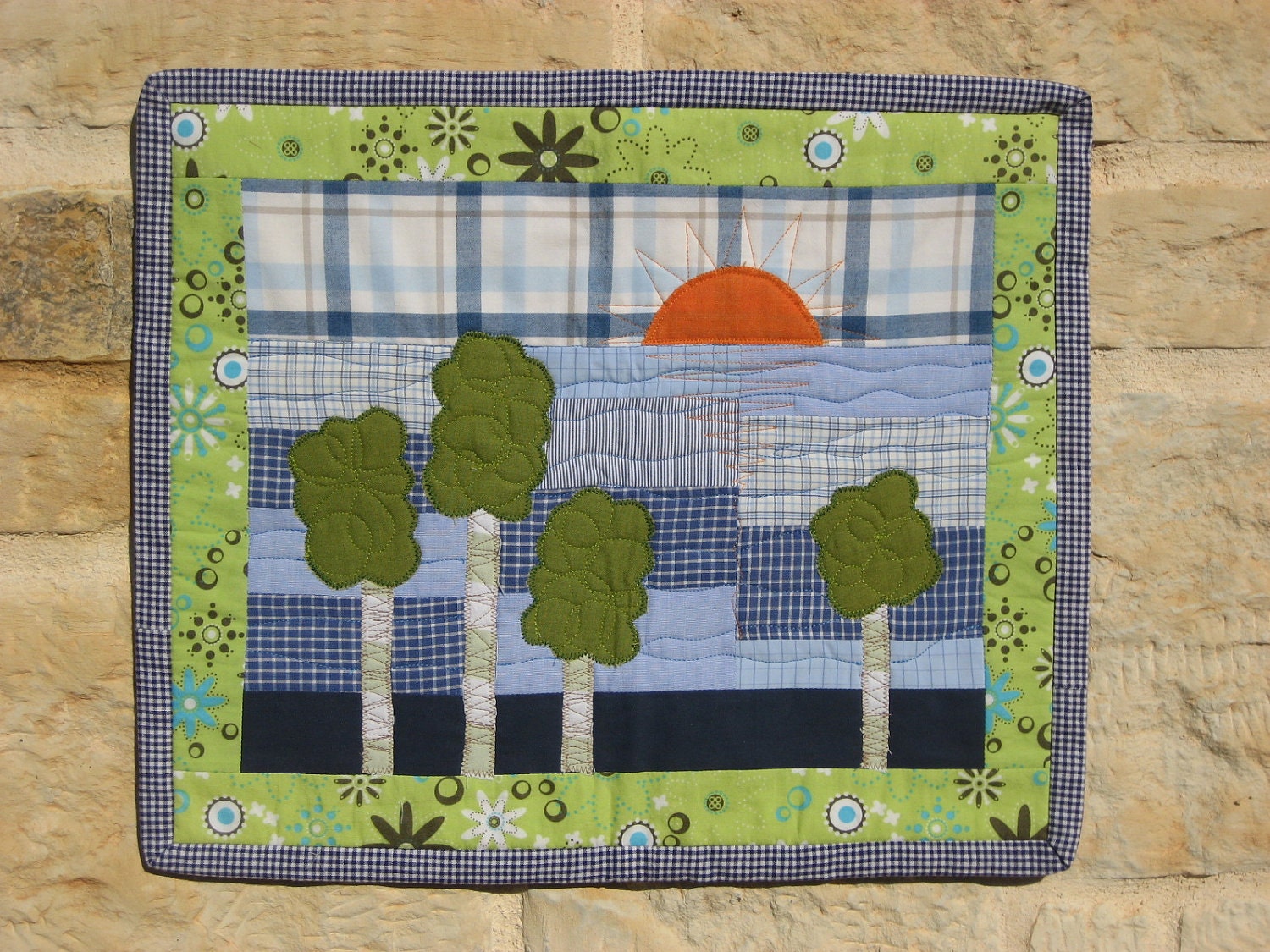 Summer in Finland, place mat, decorative textile, wall hanging, table mat, patchwork