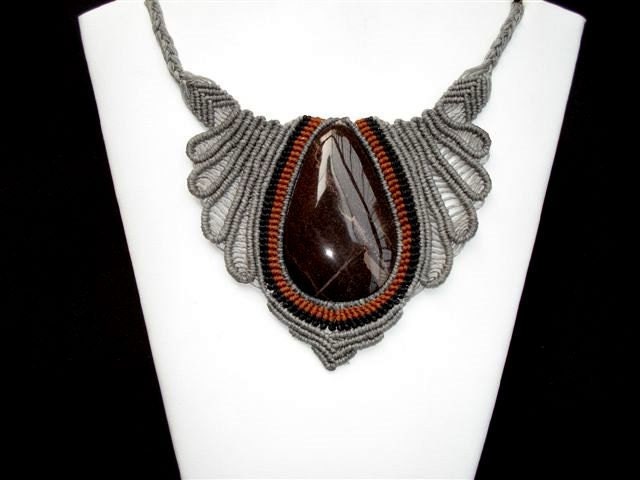 Camille Macrame Necklace with a semiprecious stone