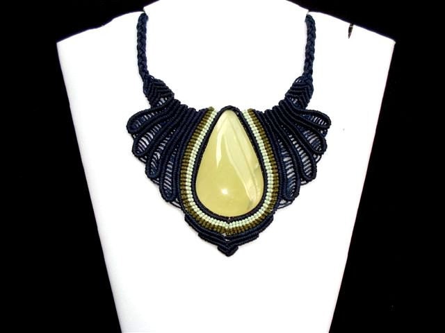 Camille Macrame Necklace with a semiprecious stone