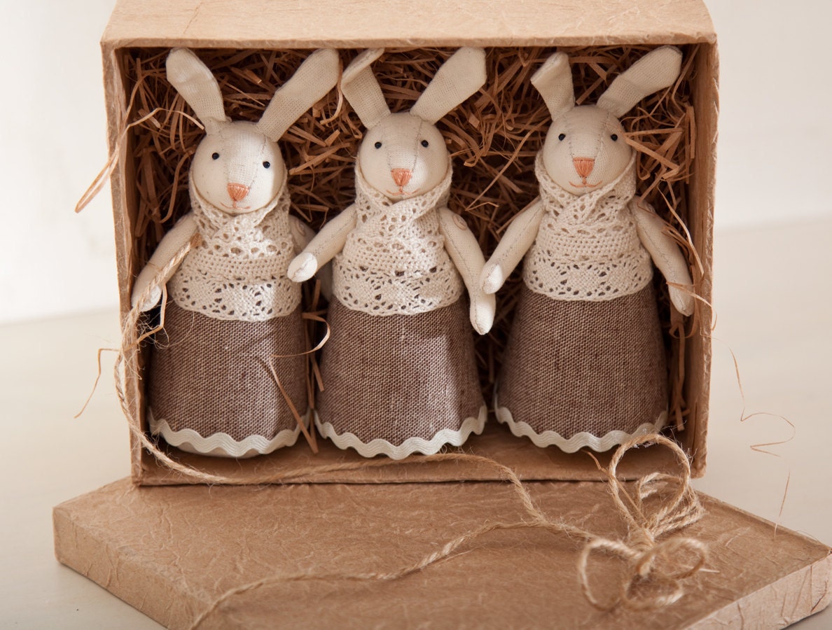 Set of 3. Rabbits handmade. Home Decor. Art. Decorative Toys For Room, Child's Room Decoration