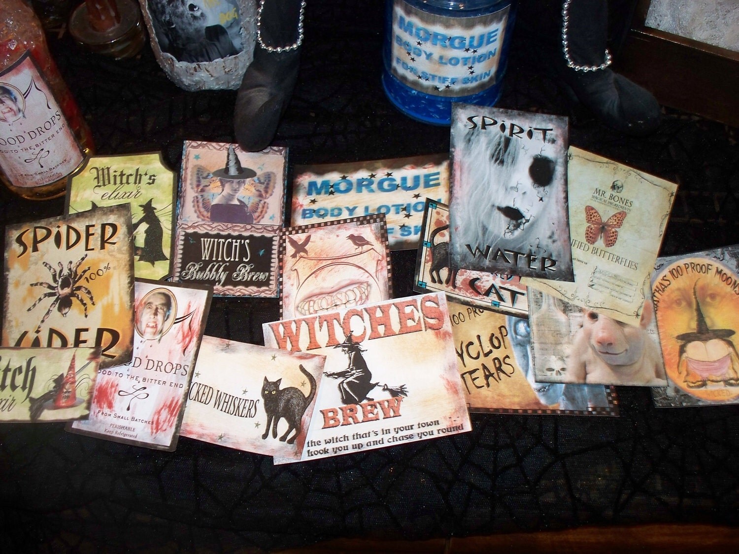 15 Halloween Witch Potion Bottle Labels - Peel-n-Stick Stickers (set one) Scary